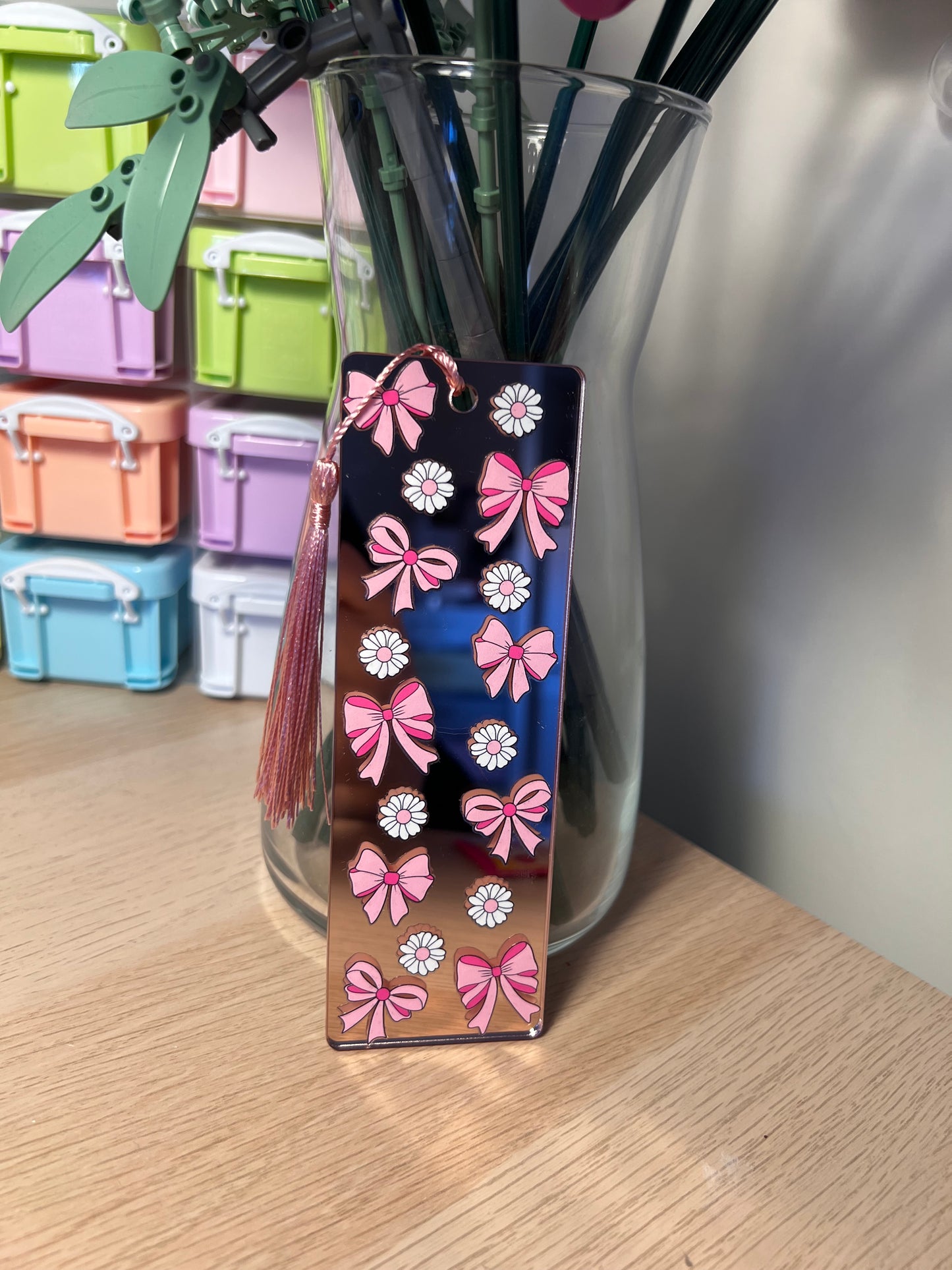 Pink Bow Rose Gold Bookmark