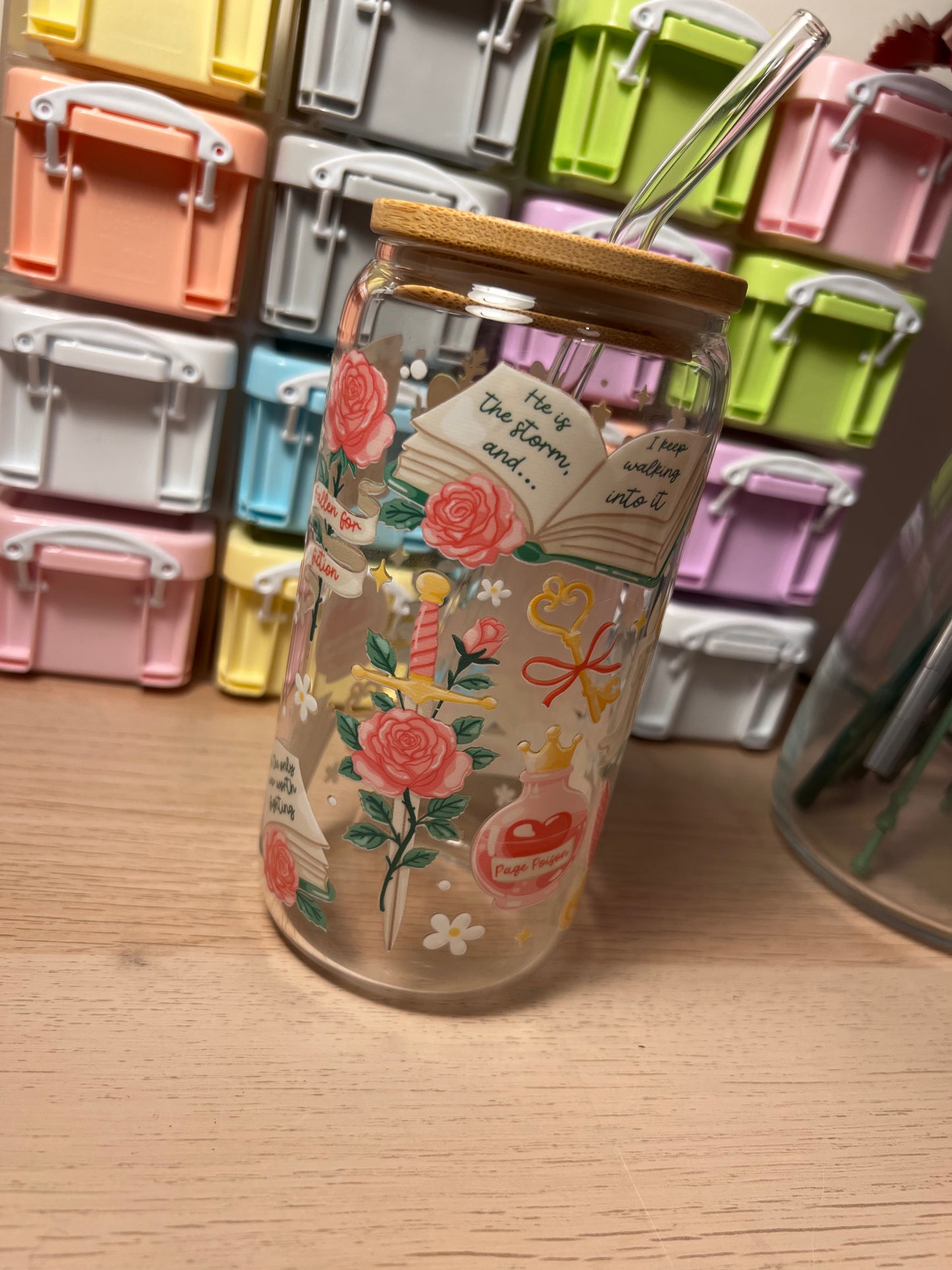 My Book Boyfriend Lives Here 16oz Glass Tumbler