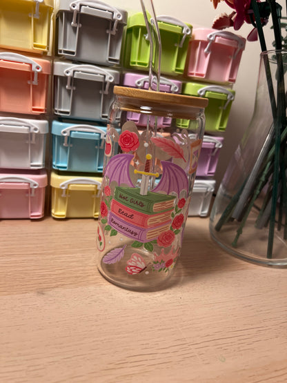 Hot Girls Read Romantasy 16oz Glass Tumbler