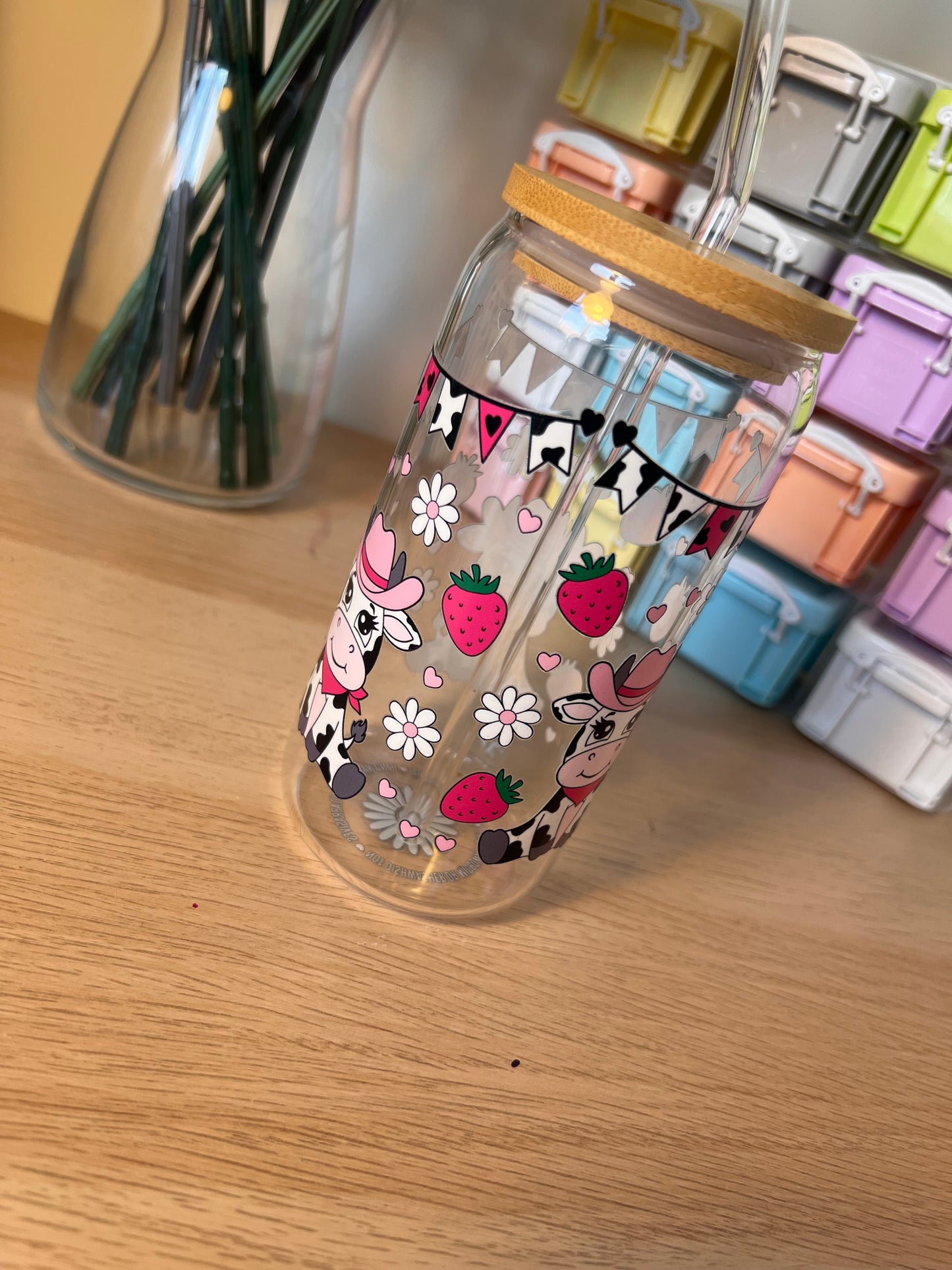 Cowboy Cow 16oz Glass Tumbler