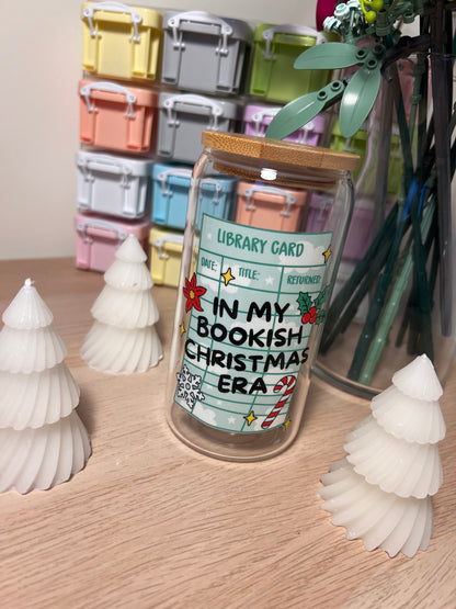 Bookish Christmas Era 16oz Glass Tumbler