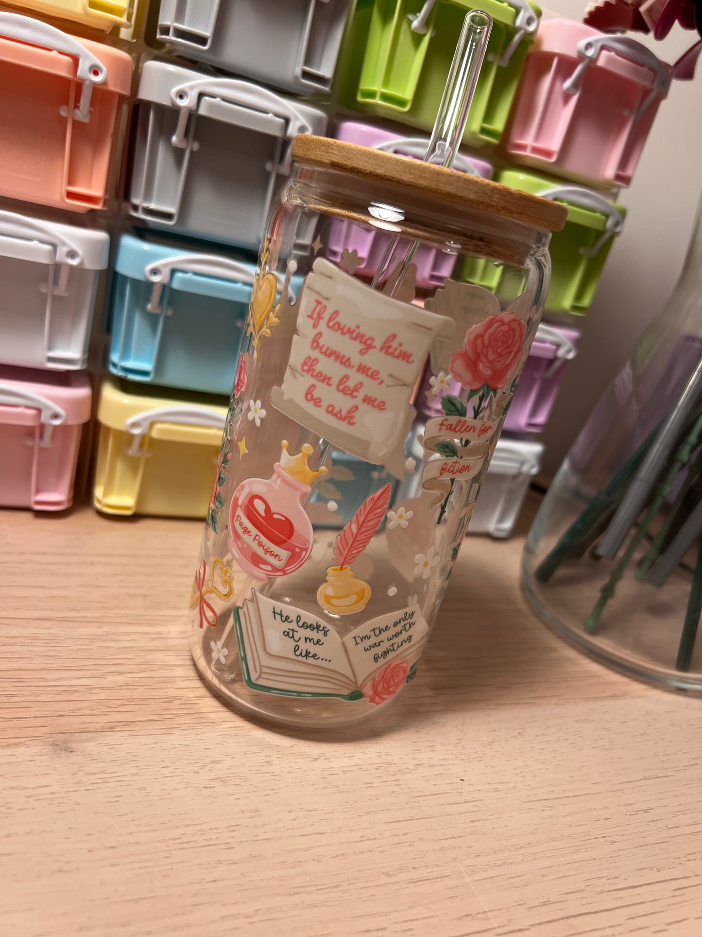 My Book Boyfriend Lives Here 16oz Glass Tumbler