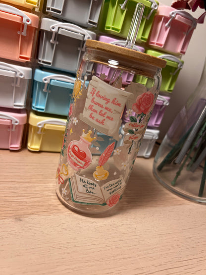 My Book Boyfriend Lives Here 16oz Glass Tumbler