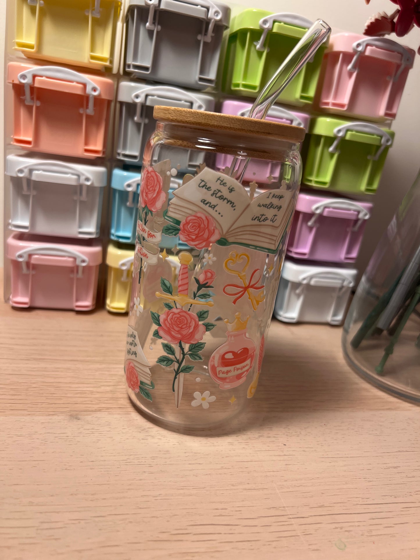 My Book Boyfriend Lives Here 16oz Glass Tumbler