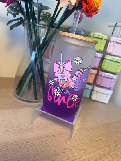 Bookish Girlie 16oz Glass Purple Tumbler