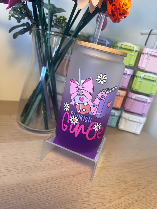 Bookish Girlie 16oz Glass Purple Tumbler